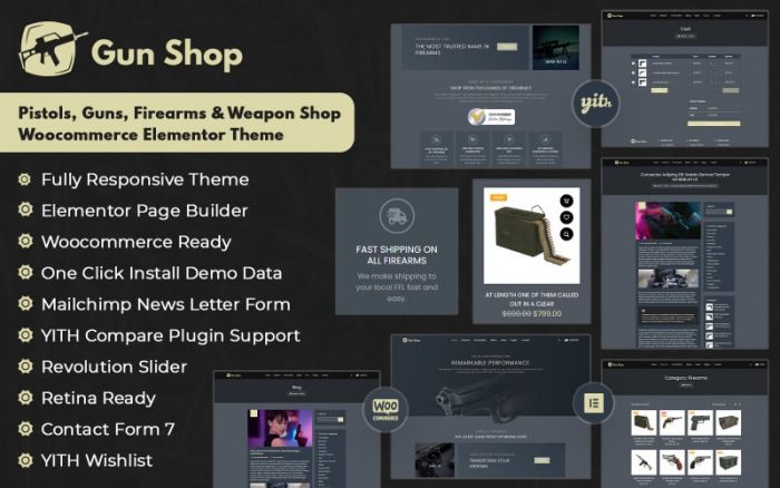 BulletCrew - Pistols, Guns, Firearms and Weapon Shop Woocommerce Elementor Theme