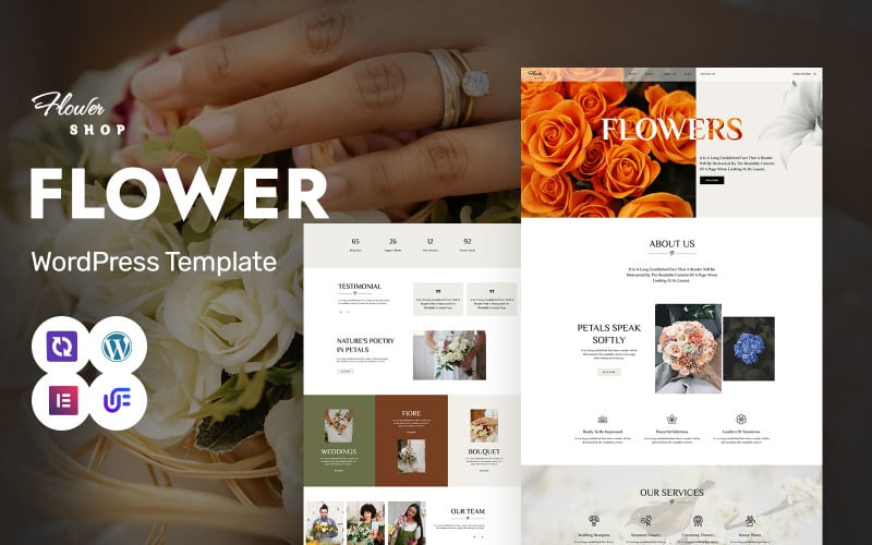 Flower Shoop - Elegant Flower Shop, Wedding Flowers & Decoration WordPress Elementor Theme