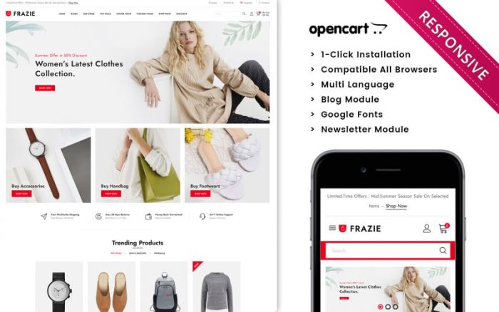 Frazie - The Fashion Store Responsive Opencart Theme