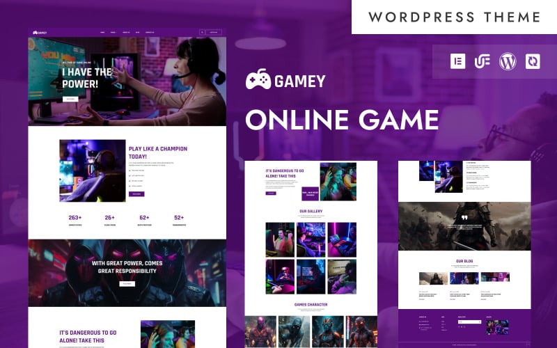 Gamey - Online Gaming Community WordPress Elementor Theme