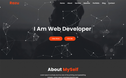 Razu Minimal Portfolio Website Landing Page Template