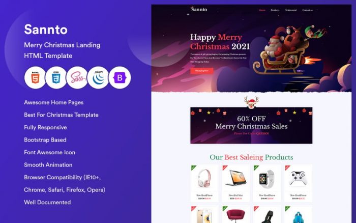 Sannto - Merry Christmas Landing HTML Template