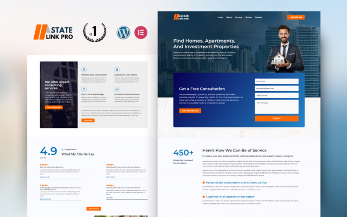 SateLink Real Estate Agency Elementor Landing Page