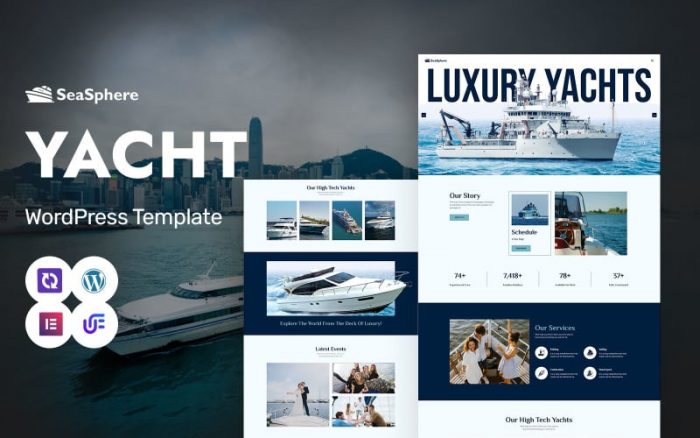 Seasphere - Luxury Yacht Rentals And Services WordPress Elementor Theme