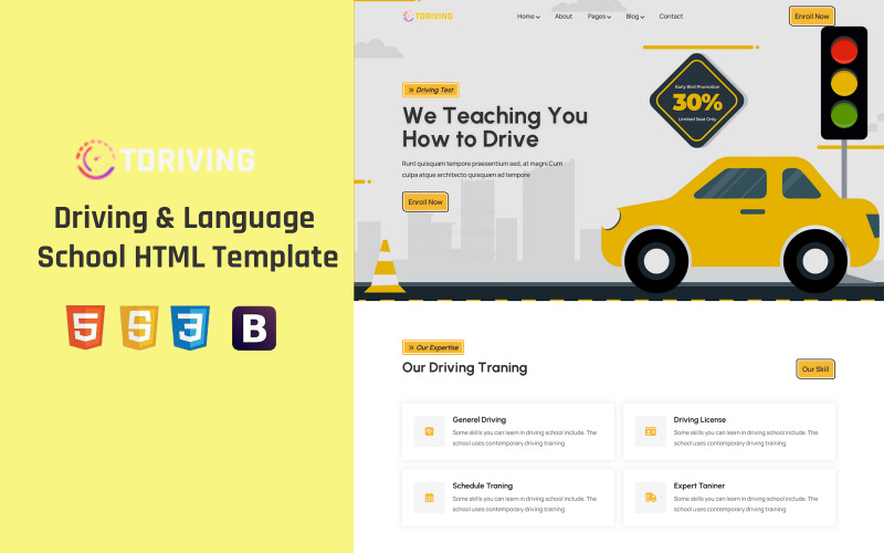 Tdriving - Driving & Language School HTML Template