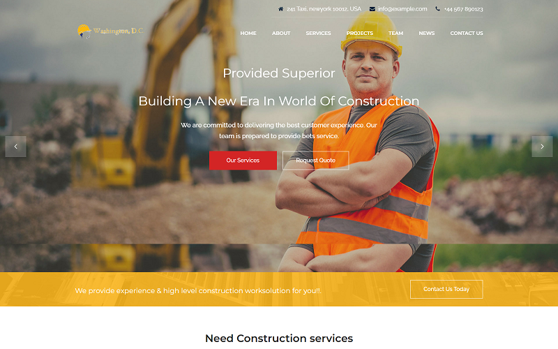 Washington Construction Building Landing Html Template